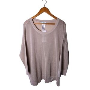 NWT Coconut Row Palm Beach Women XXL Metallic Open Knit Sweater Tunic Beige